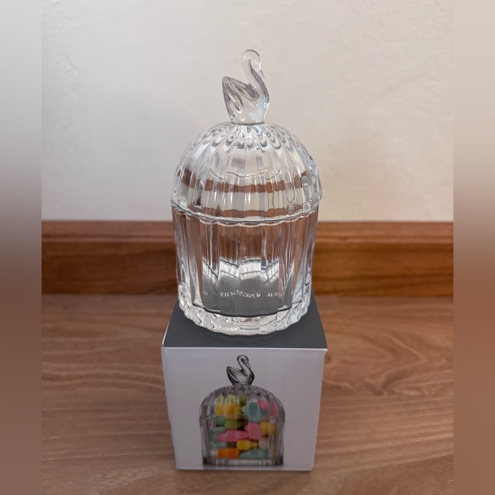 Godinger Clear Crystal Swan Jar - Brand New